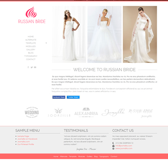 Joomla wedding bridal template, joomla bridal shop boutique